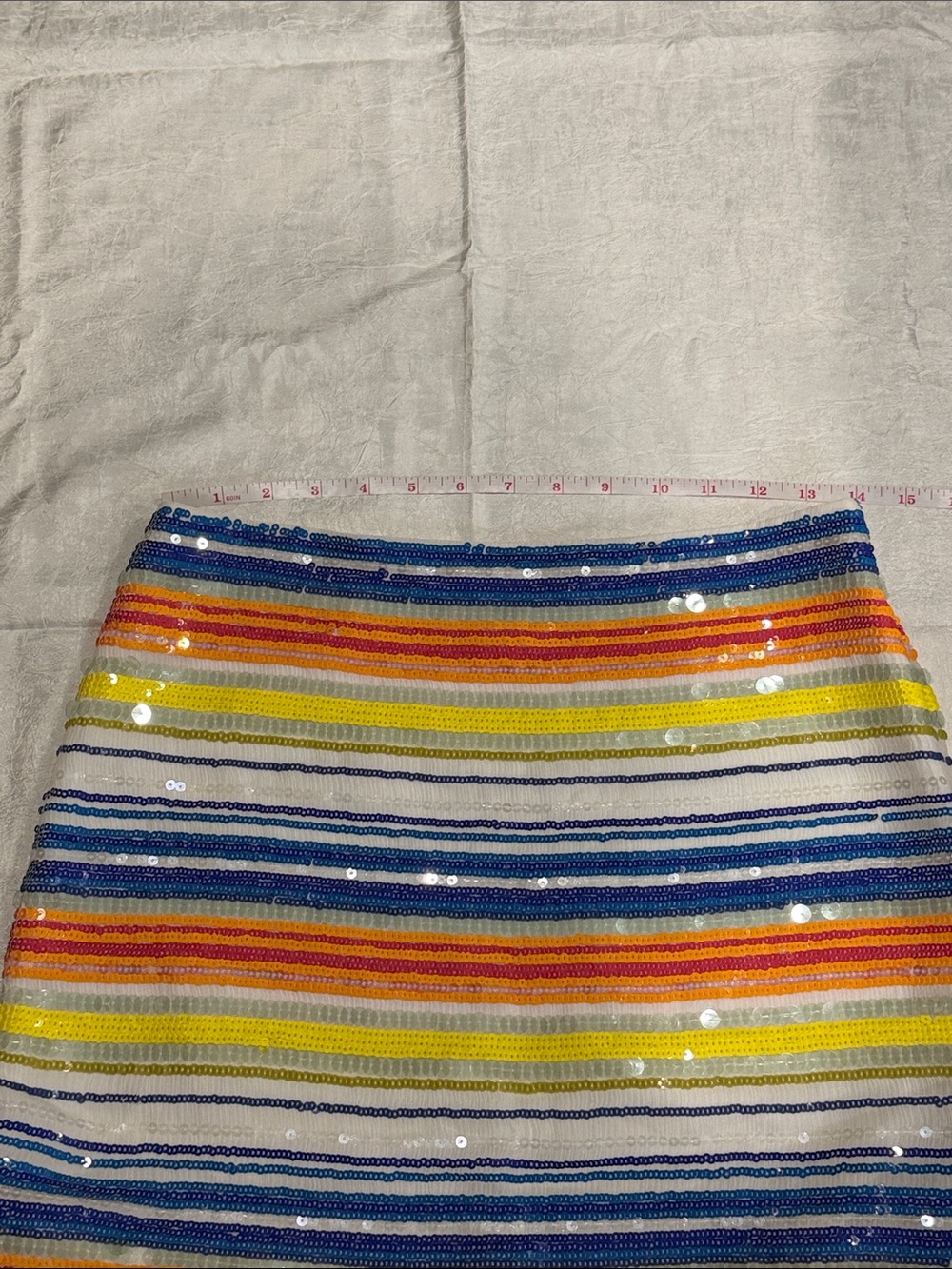 Vineyard Vines Sequin Rainbow Stripe Mini Skirt Silk Beaded Skirt Size 0 - Picture 7 of 8